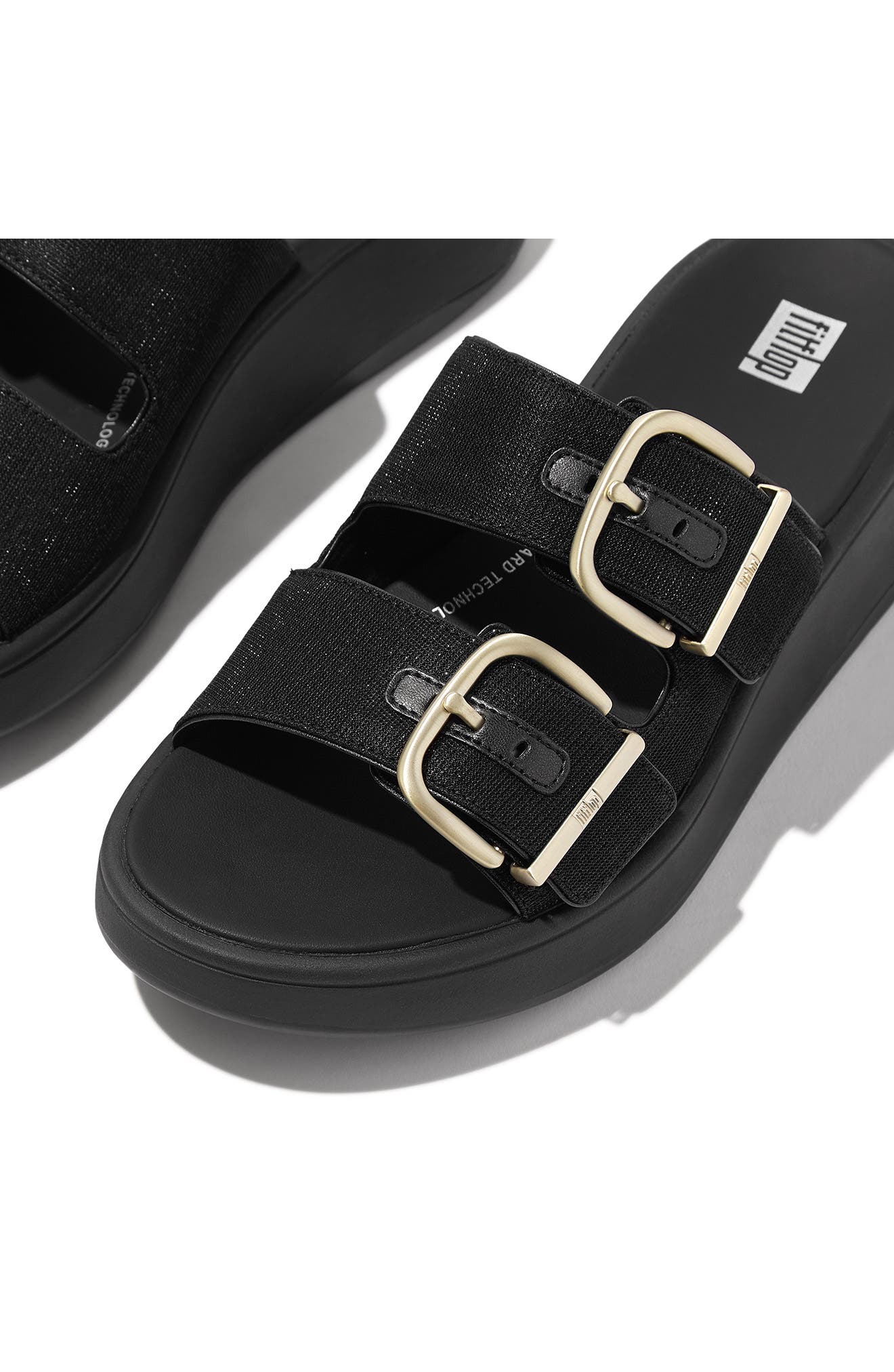 FitFlop F-Mode Shimmer Buckle Sandal, Alternate, color, 