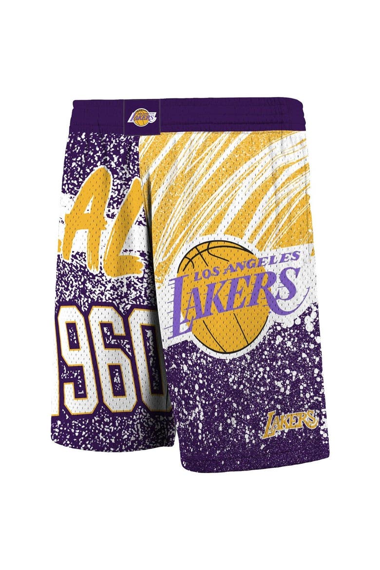 Men's Mitchell & Ness Purple Los Angeles Lakers Hardwood Classics Jumbotron Sublimated Shorts, Alternate, color, Purple