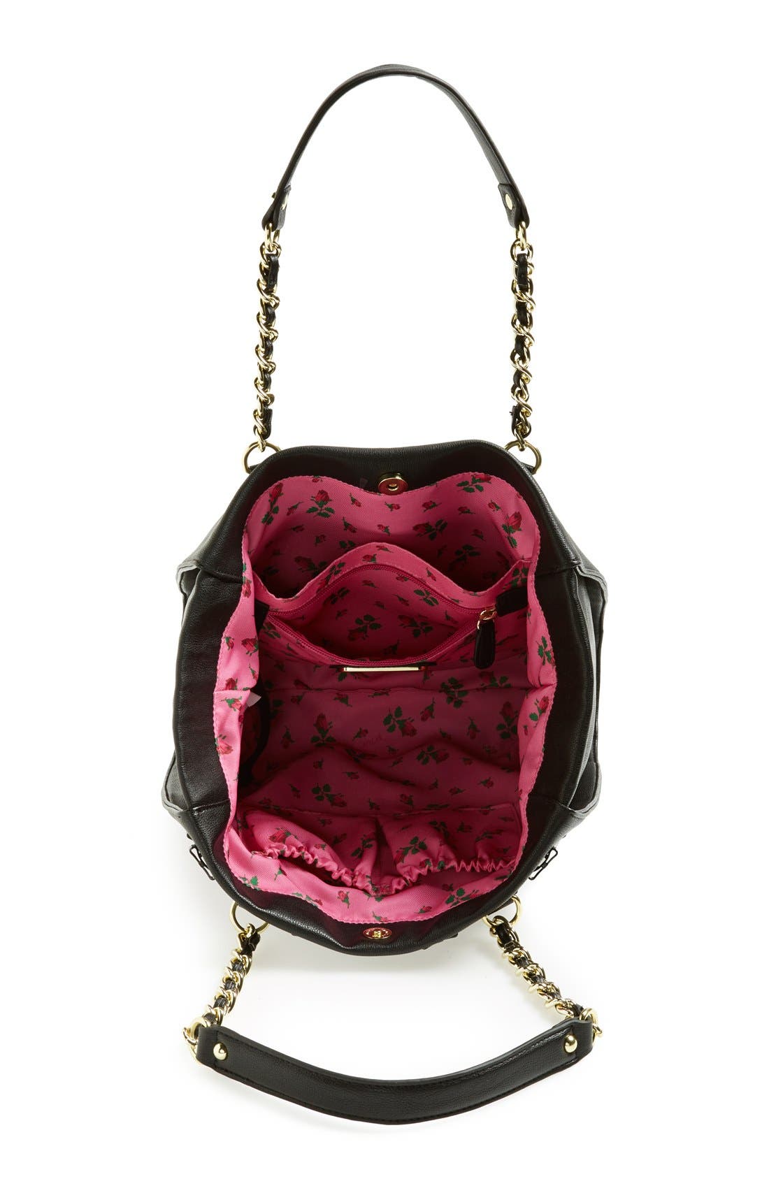 Faux Leather Tote, Alternate, color, BLACK