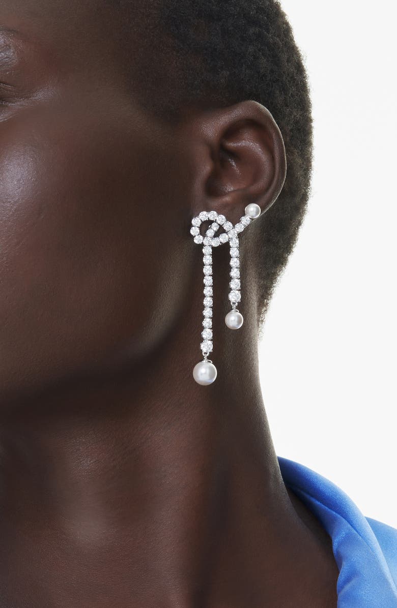 Swarovski Matrix Imitation Pearl & Crystal Drop Earrings, Alternate, color, 