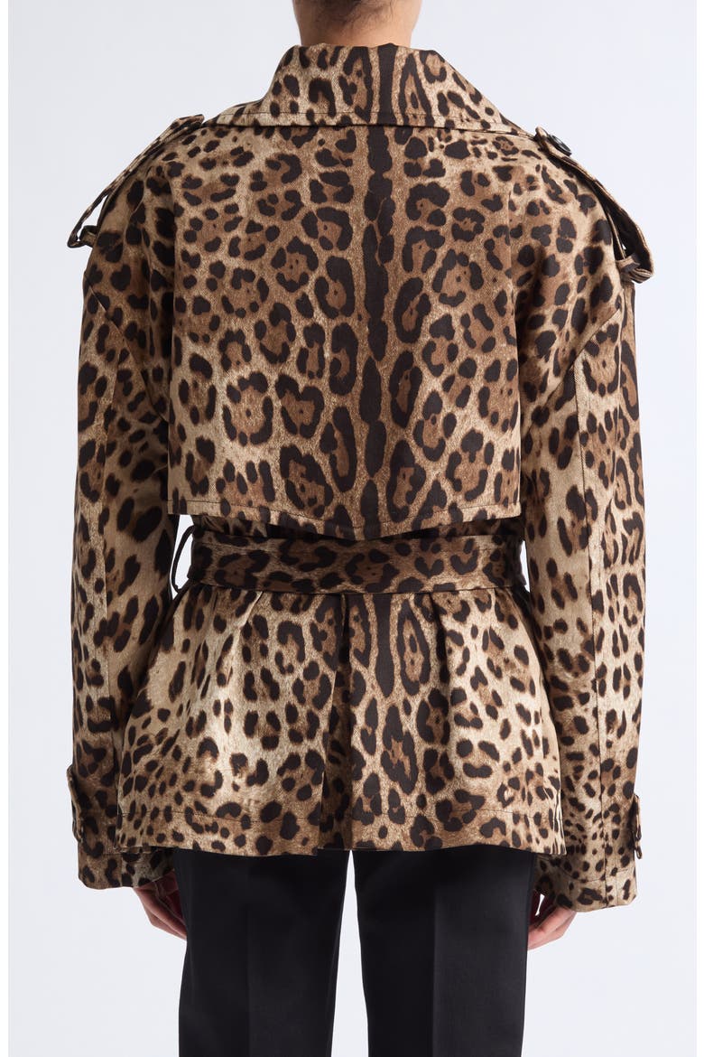 Belted Short Trench Jacket, Alternate, color, LEO NEW