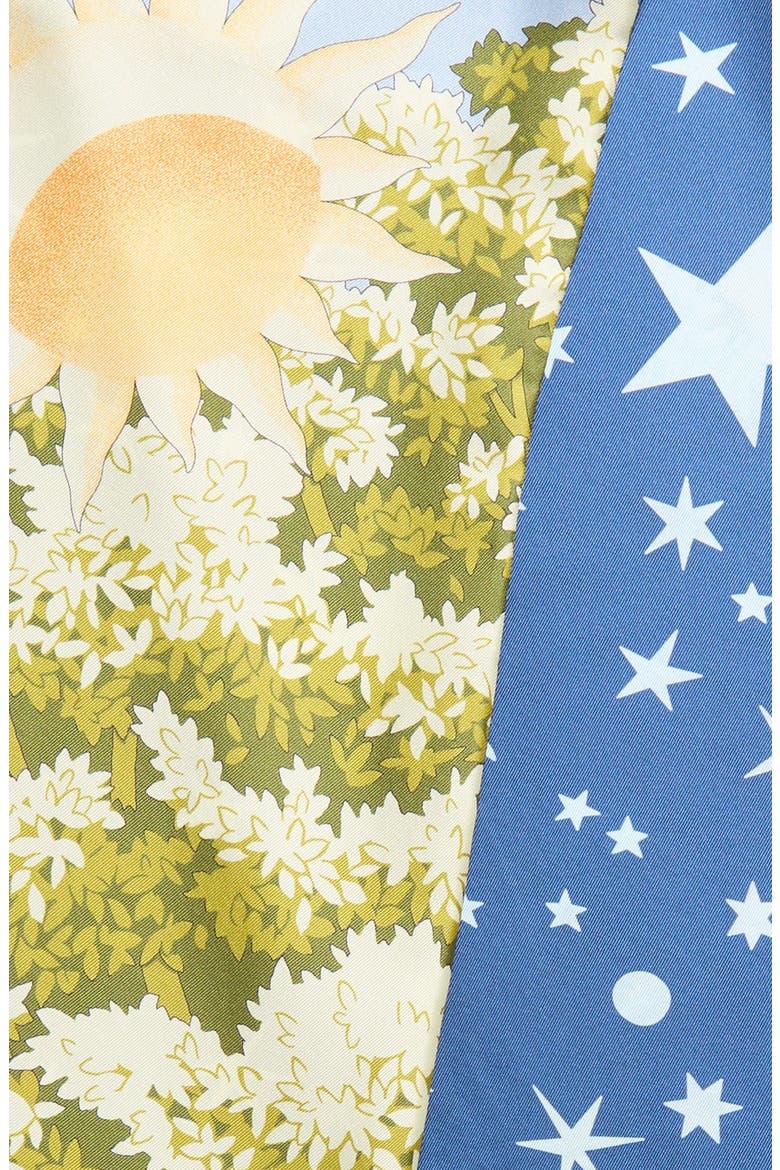 Day & Night Print Silk Scarf, Alternate, color, AZUR/ LIME