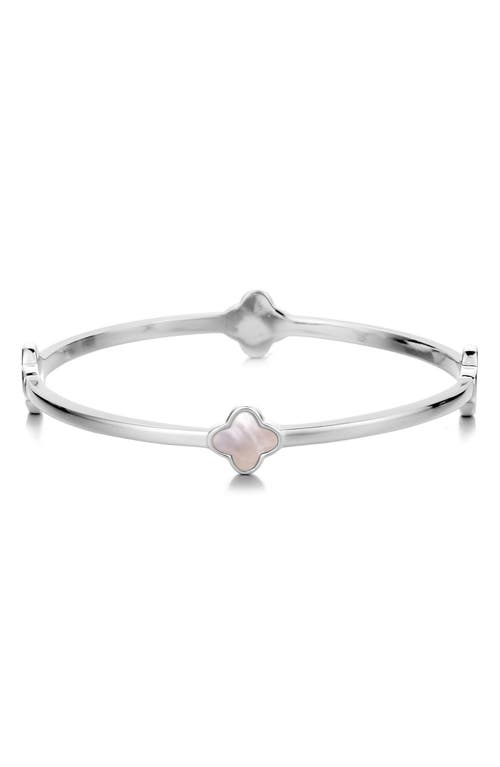 Adornia Clover Station Bangle Bracelet In White