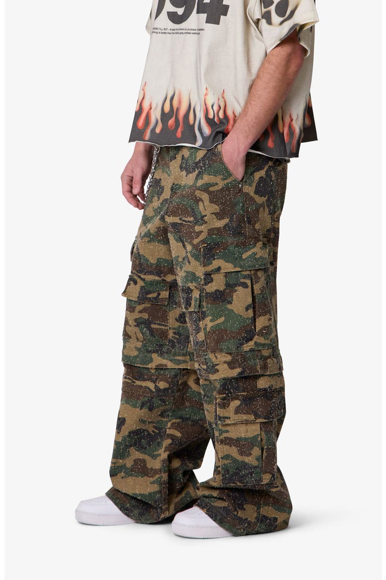 Distressed Camo Wide Leg Cargo Pants, Alternate, color, CAMO