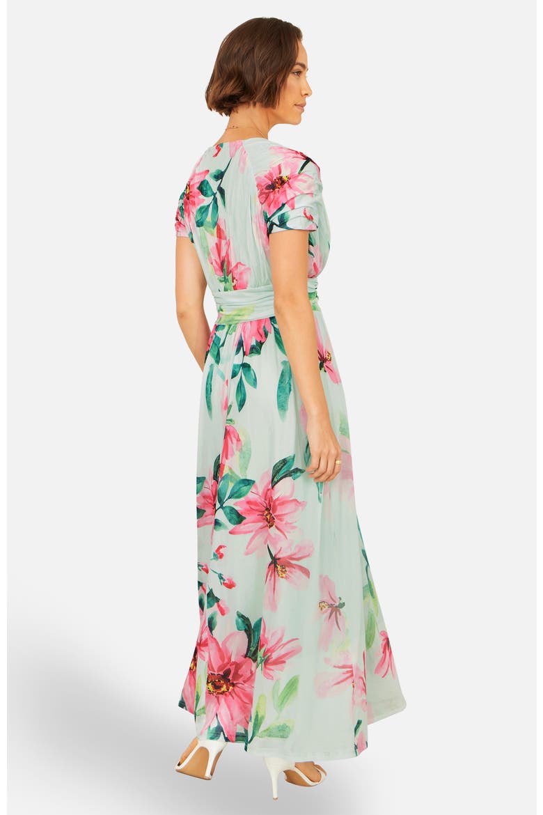 Mesh Floral Maxi Dress, Alternate, color, Mint Green
