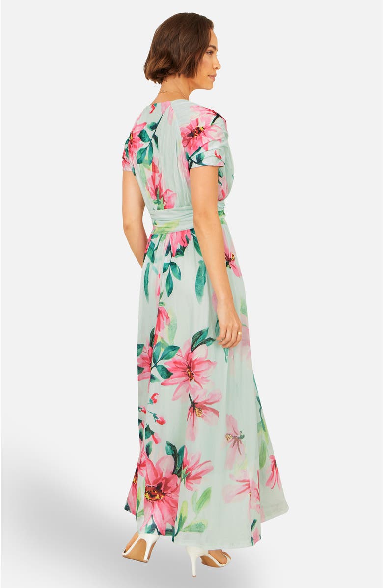 Yumi Mesh Floral Maxi Dress, Alternate, color, Mint Green