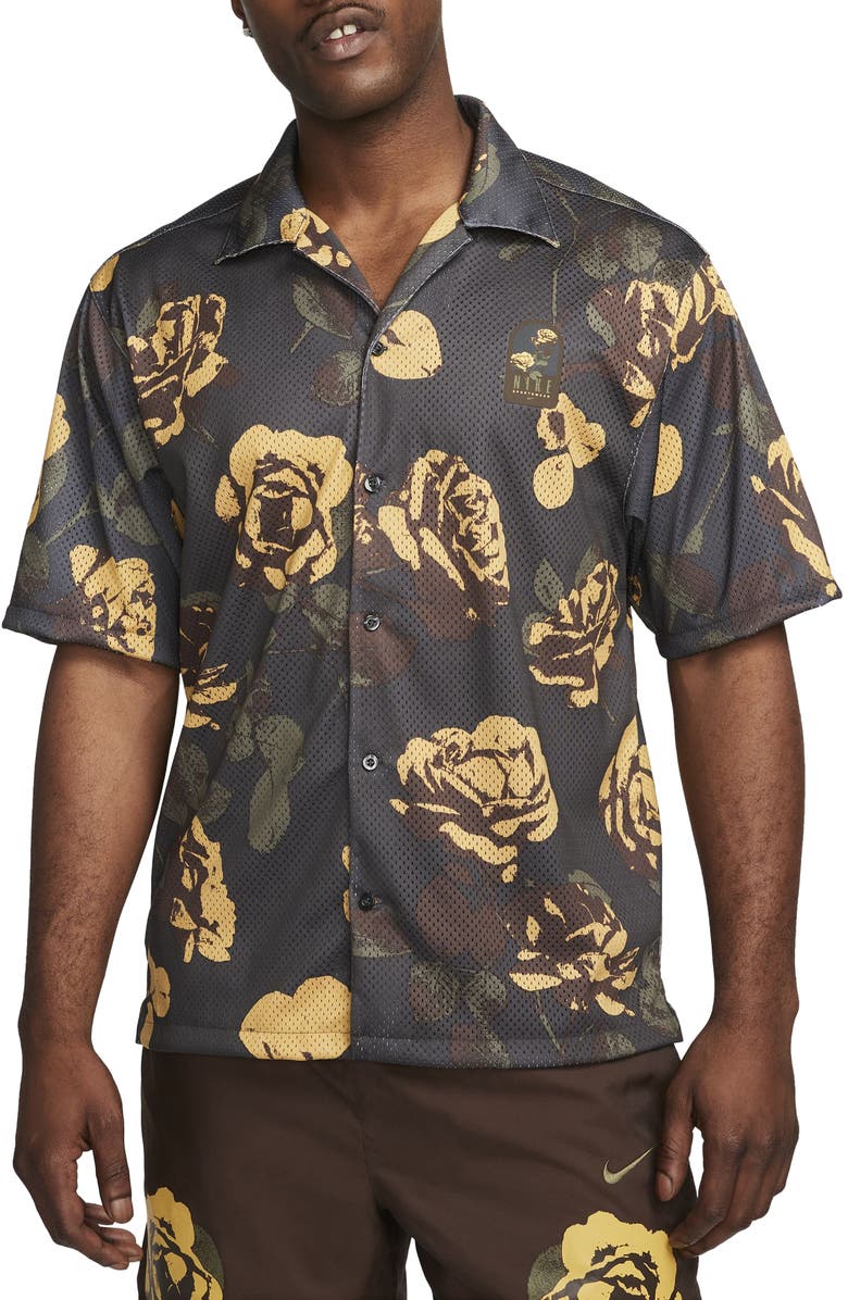 Nike Rose City Mesh Button-Up Shirt, Main, color, 
