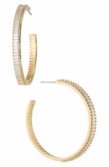 Nadri Large Disco Baguette Cubic Zirconia Hoop Earrings