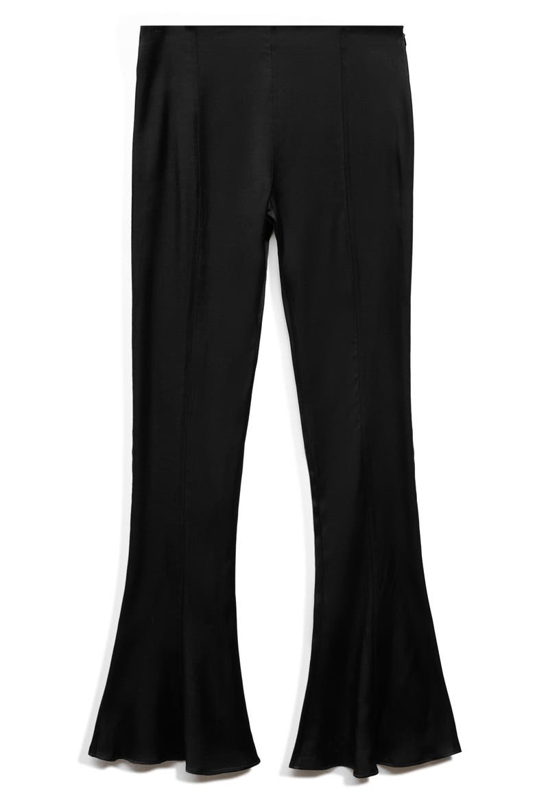 Low Rise Flare Satin Pants, Alternate, color, BLACK