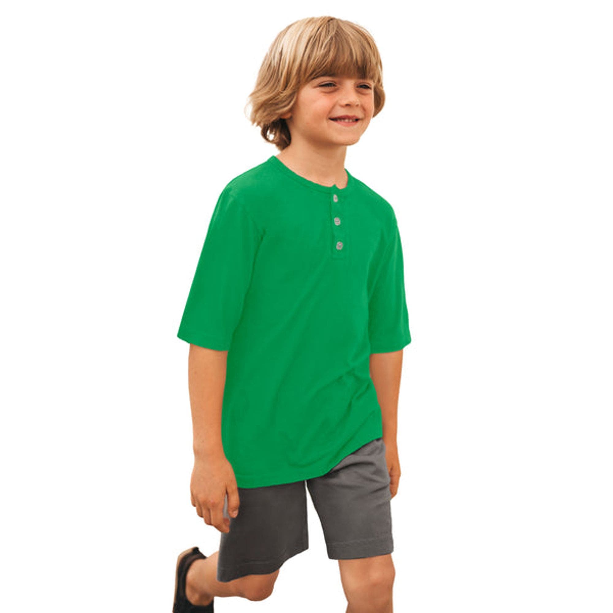 CITY THREADS Boys Soft 100% Organic Cotton Jersey Short Sleeve Henley ...