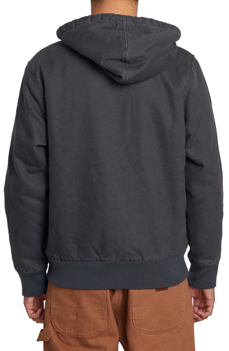 RVCA Chain Mail Hooded Canvas Jacket with Faux Shearling Lining, Alternate, color,