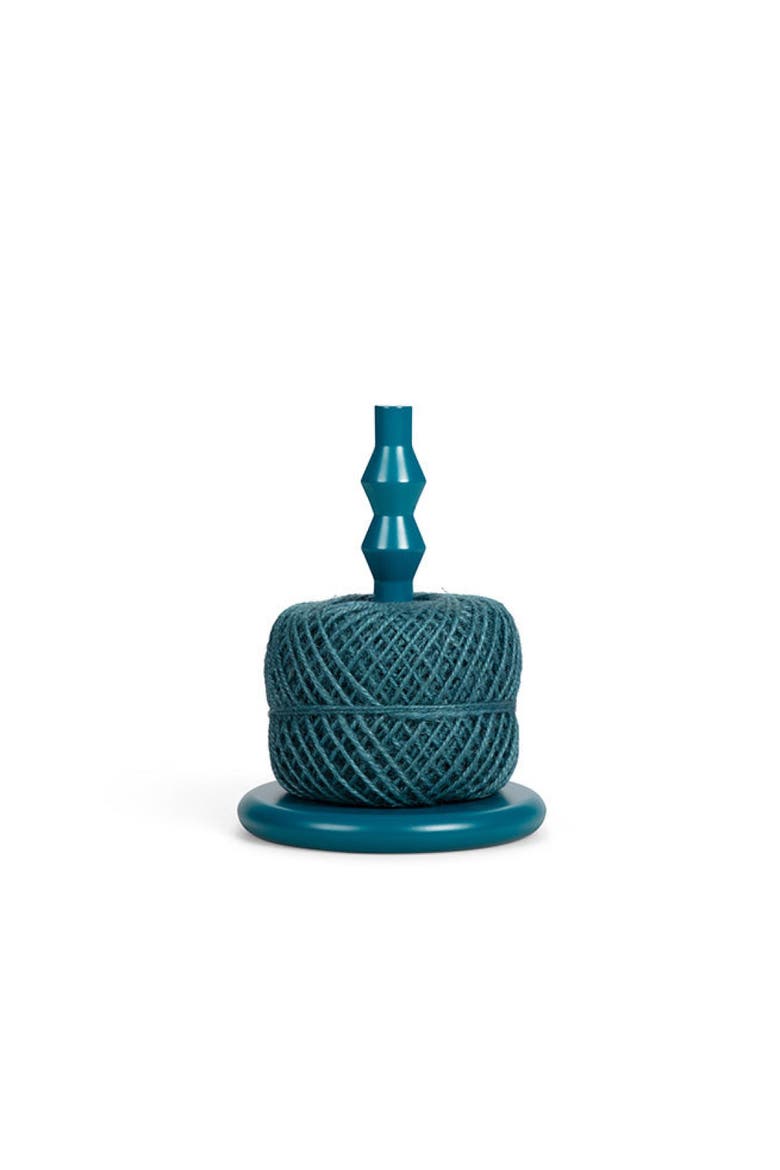 Wooden Twine Holder with Jute Ball, Main, color, Petrol Blue
