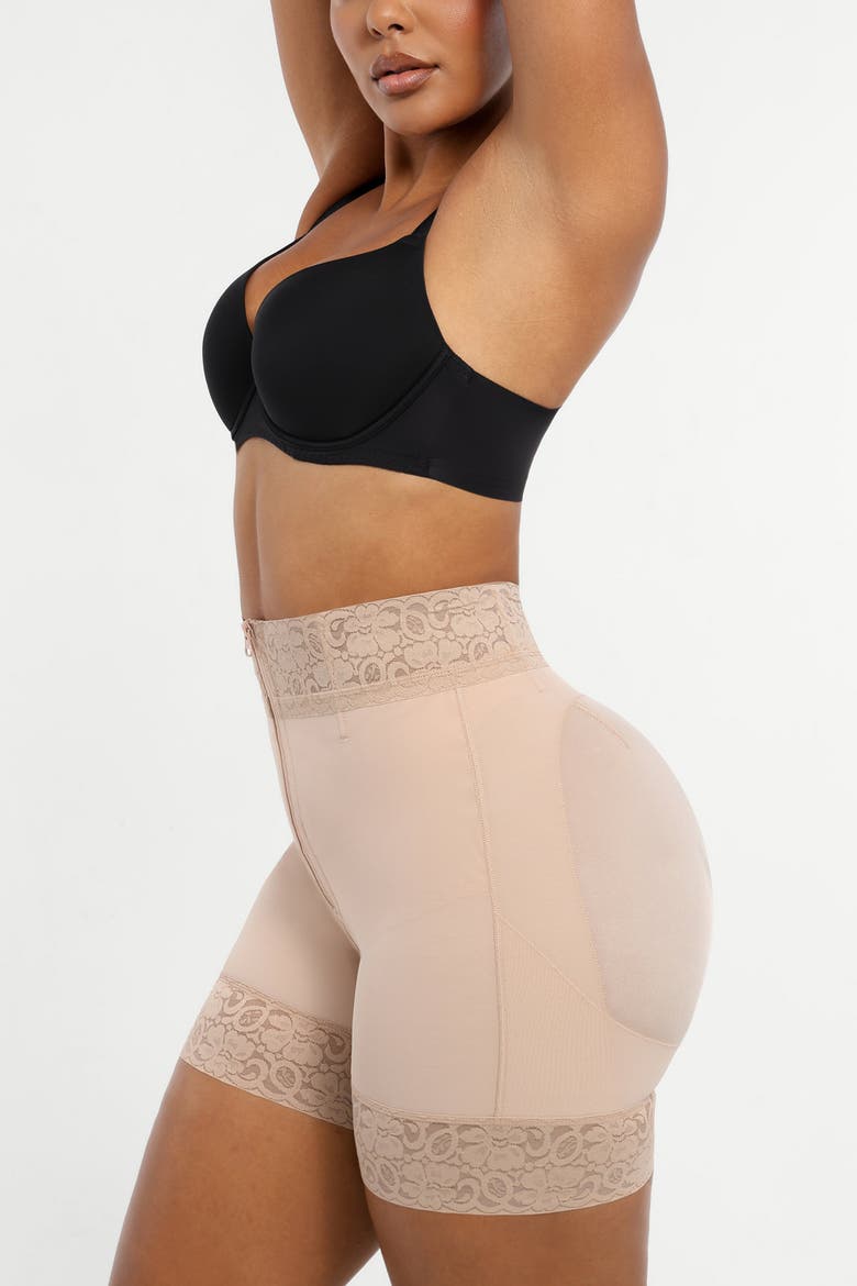 Mid-Rise Steel Boned Butt-Lifting Shorts, Alternate, color, Tres Naturale