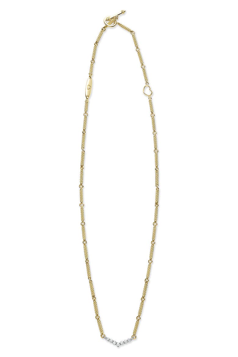 Superfine Signature Caviar Diamond V Link Necklace, Alternate, color, GOLD DIAMOND