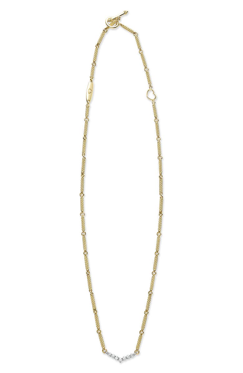 LAGOS Superfine Signature Caviar Diamond V Link Necklace, Alternate, color, Gold Diamond