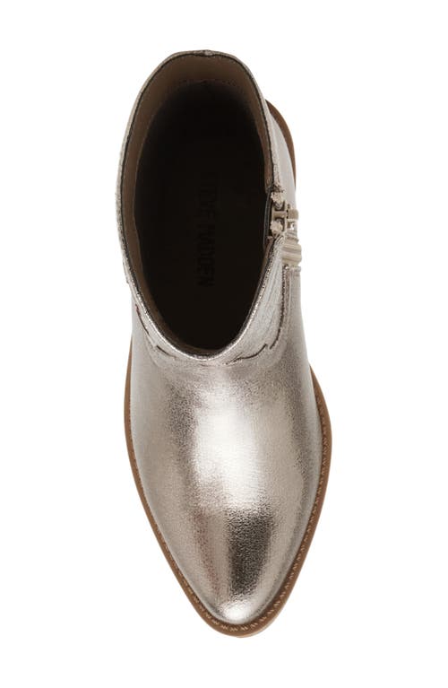 Steve Madden Kids' Mirey Metallic Star Cowboy Boot In Pewter Metallic