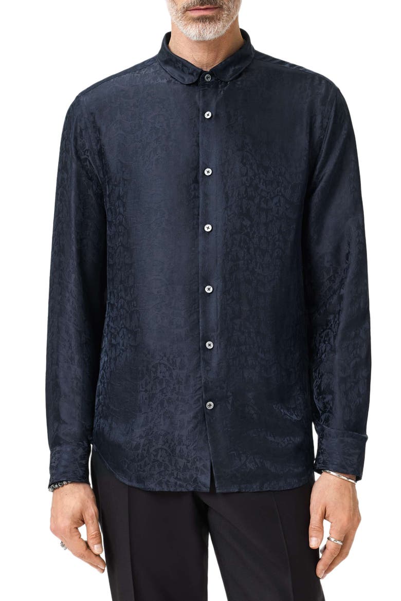 Orchard Abstract Jacquard Button-Up Shirt, Alternate, color, THISTLE
