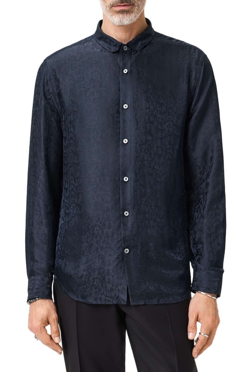 John Varvatos Orchard Abstract Jacquard Button-Up Shirt, Alternate, color, Thistle