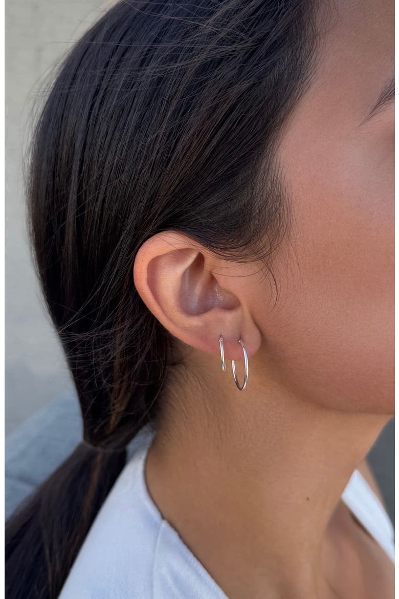 Set of 3 925 Sterling Silver Hoop Earrings, Alternate, color, SILVER