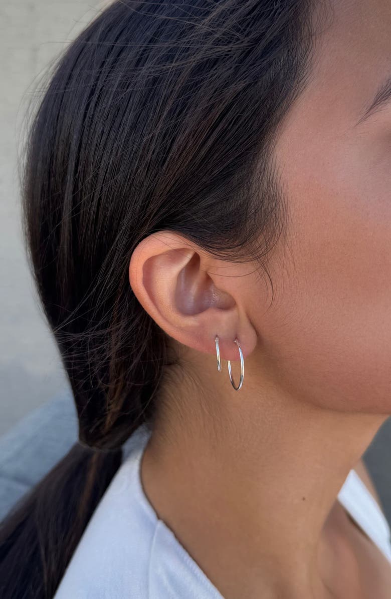 ADORNIA FINE Set of 3 925 Sterling Silver Hoop Earrings, Alternate, color, Silver