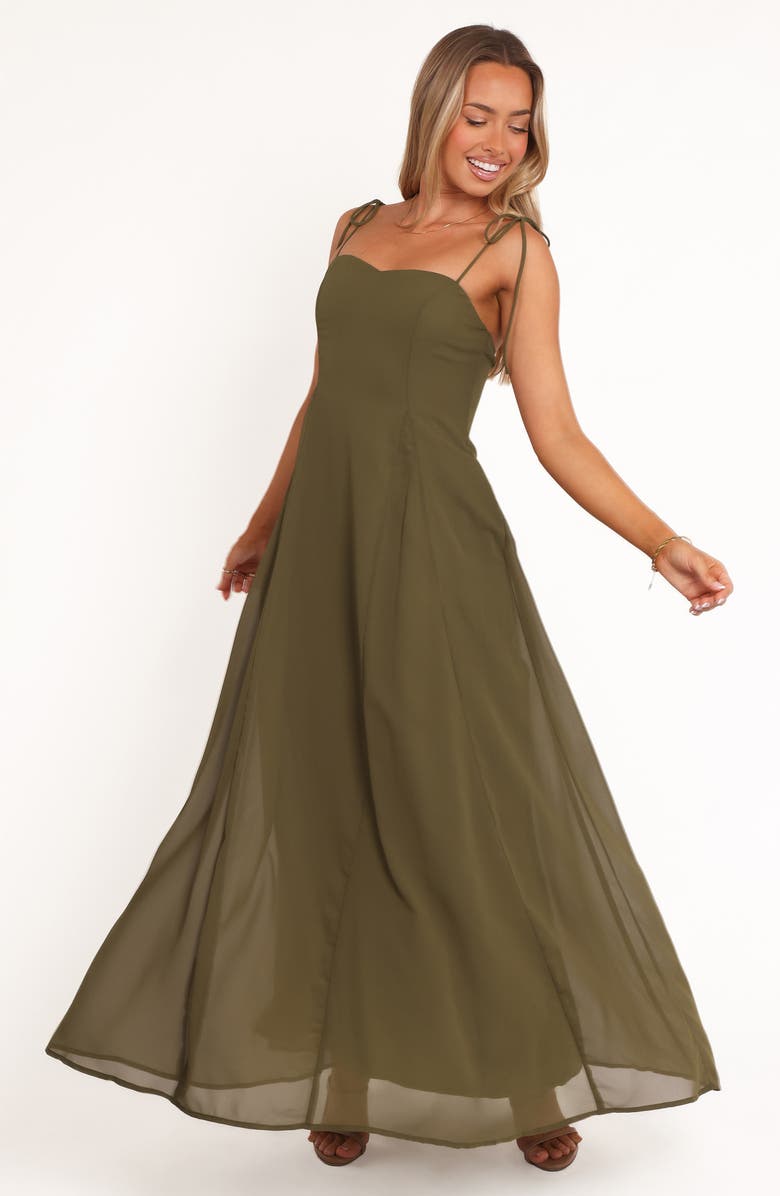 Petal & Pup Rayna Tie Strap Maxi Dress, Alternate, color, Olive