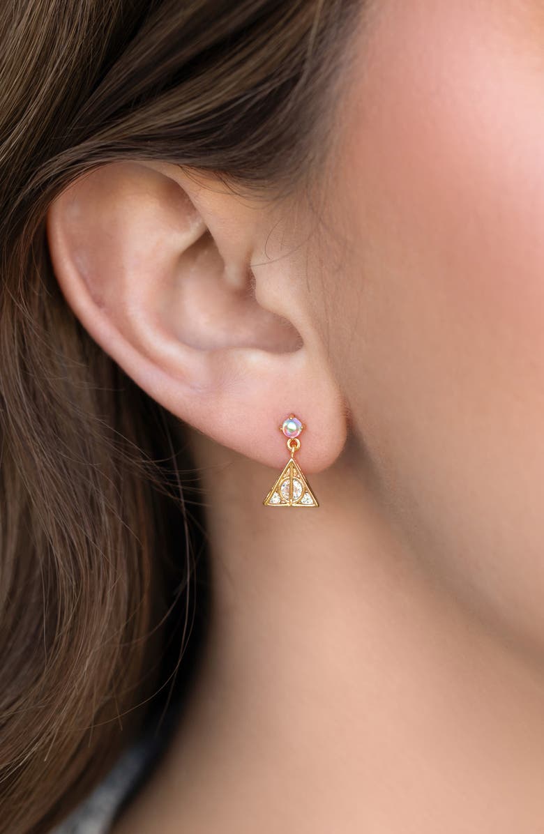Girls Crew x Harry Potter<sup>™</sup> Deathly Hallows Drop Earrings, Alternate, color, Gold