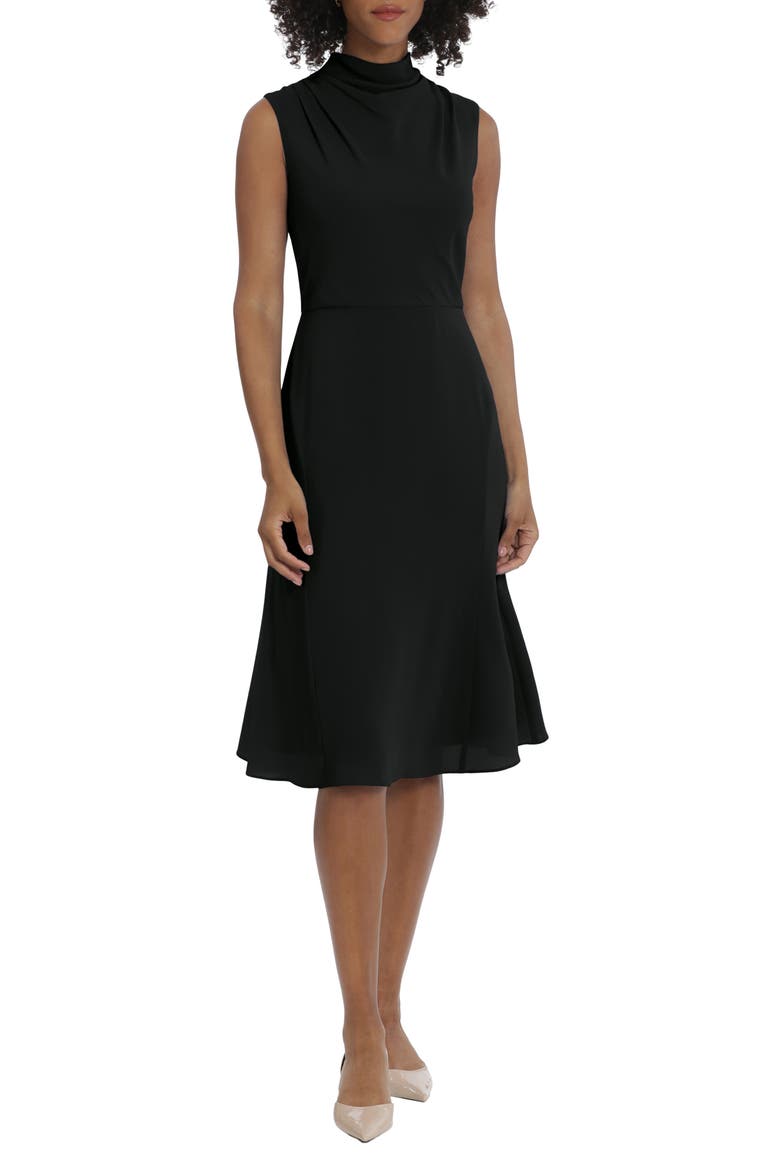 Funnel Neck Sleeveless Chiffon Dress, Main, color, BLACK
