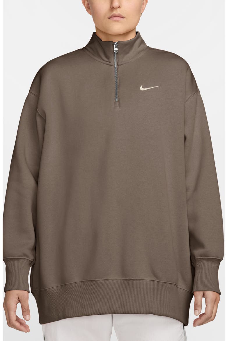 Sportswear Phoenix Oversize Fleece Quarter Zip Top, Main, color, 233 MINK BROWN/SAIL