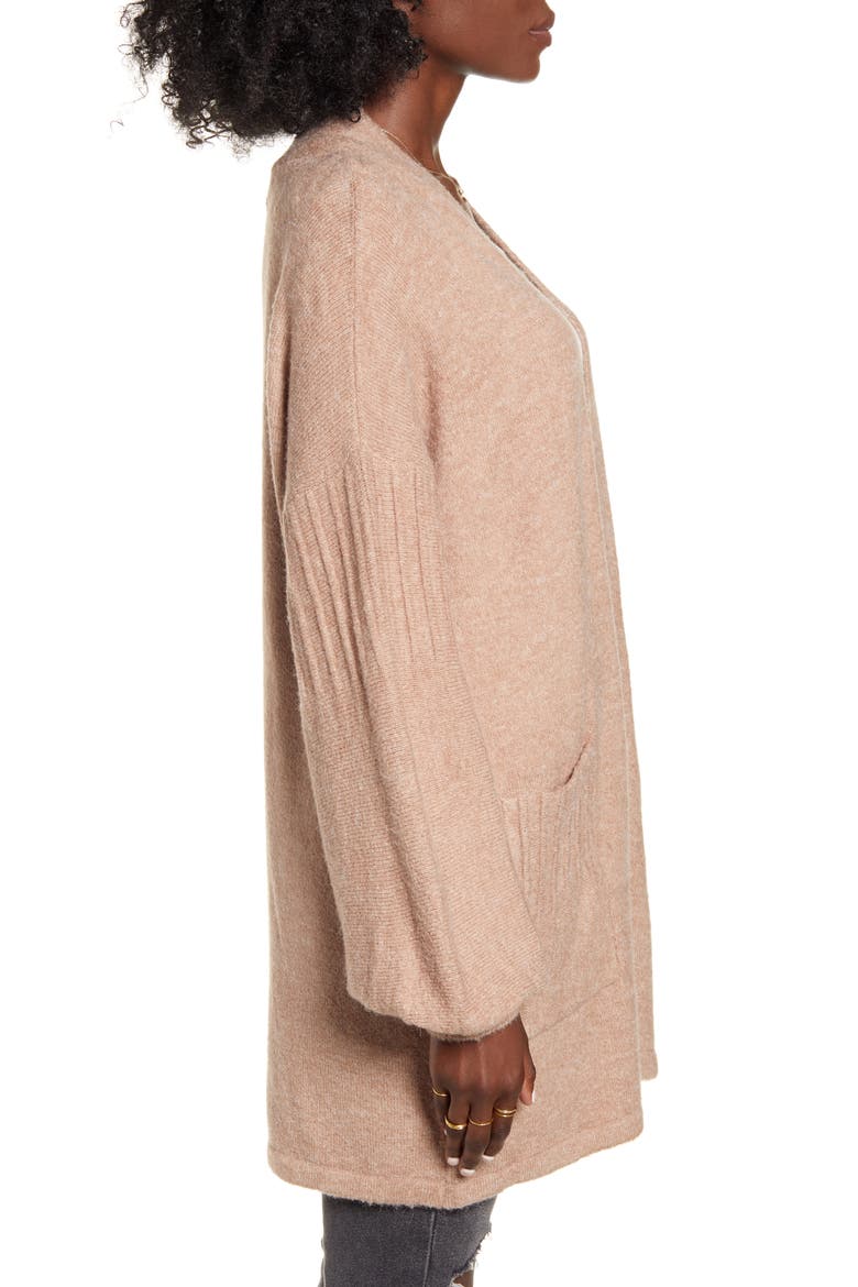 Balloon Sleeve Cardigan, Alternate, color, TAN