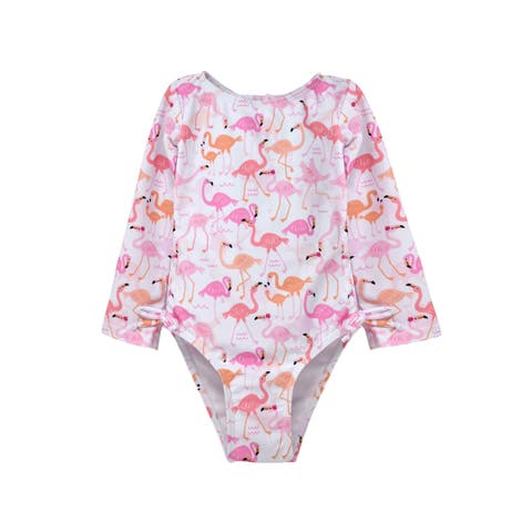 Girl's UPF 50+ Charlie Long SleeveRash Guard Swimsuit