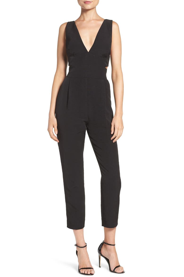 'Delvigne' Crop Jumpsuit, Main, color, BLACK