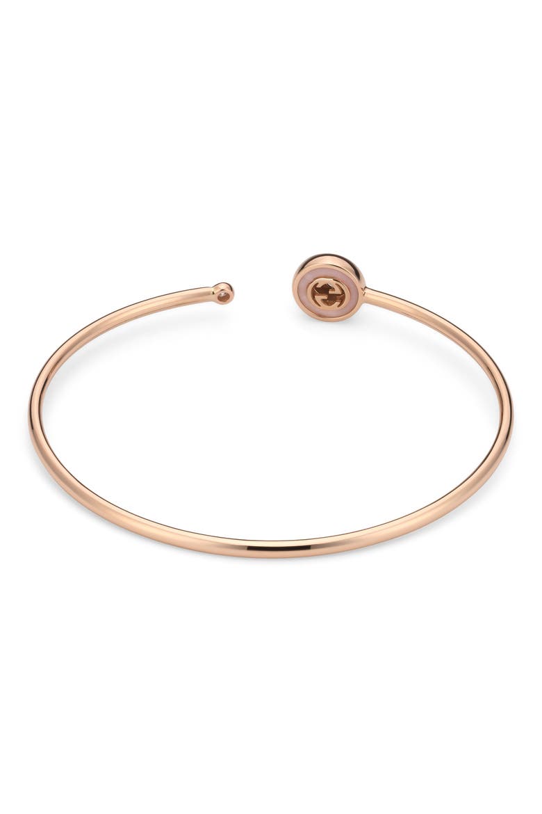 Interlocking-G Diamond & Pink Opal Cuff Bracelet, Alternate, color, ROSE GOLD