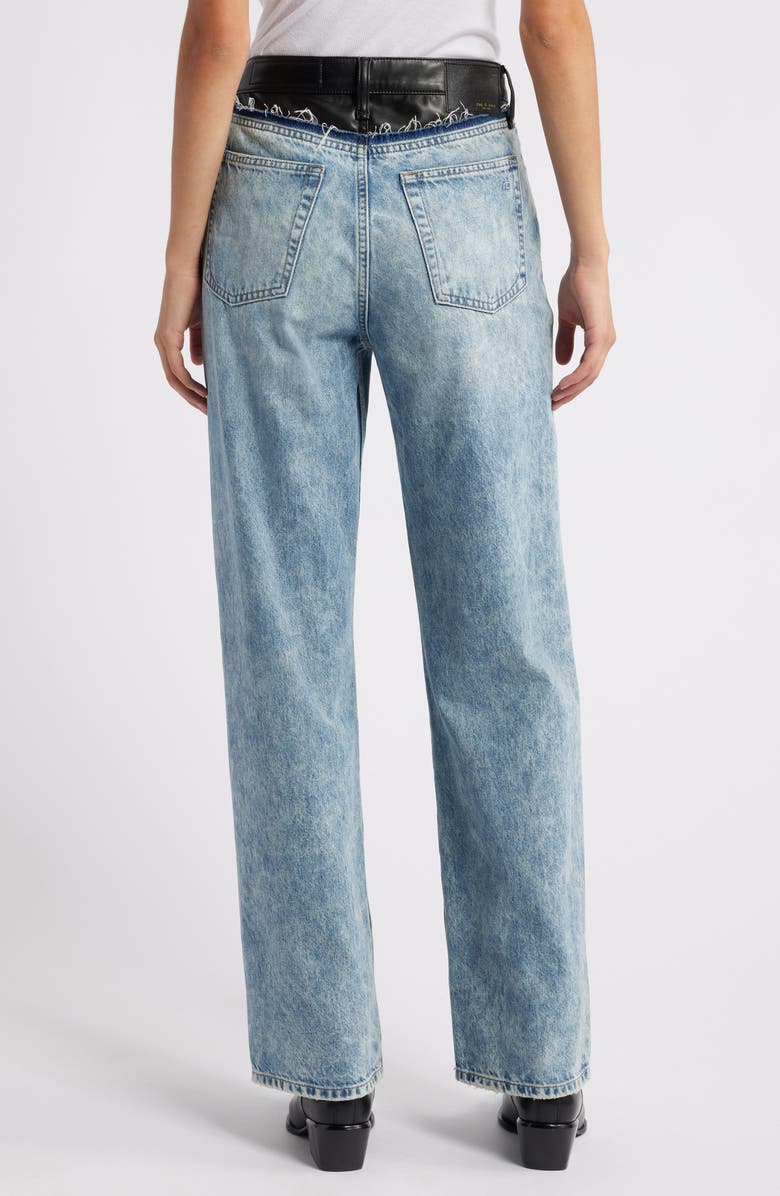 rag & bone Shea Faux Leather Trim High Waist Wide Leg Jeans, Alternate, color, Lefferts
