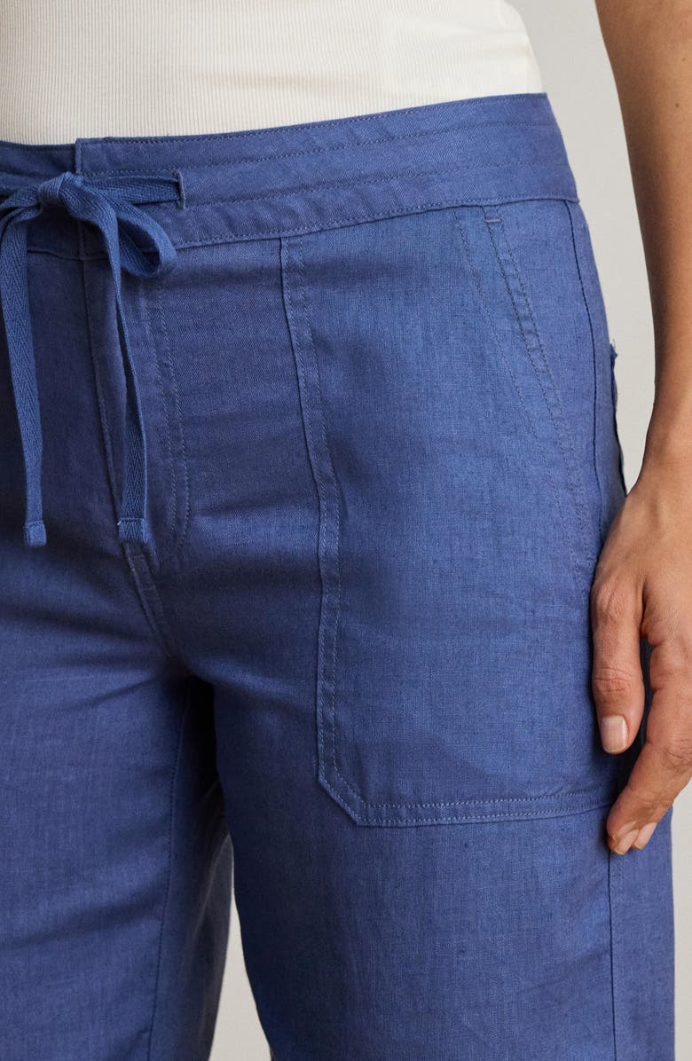 Lauren Ralph Lauren Wide Leg Linen Pants, Alternate, color, Inky Blue