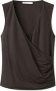 MANGO Ruched Faux Wrap Top