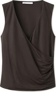 MANGO Ruched Faux Wrap Top