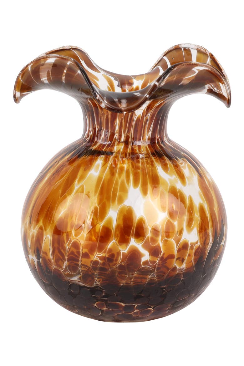 Hibiscus Glass Brown Tortoiseshell Bud Vase, Main, color, BROWN
