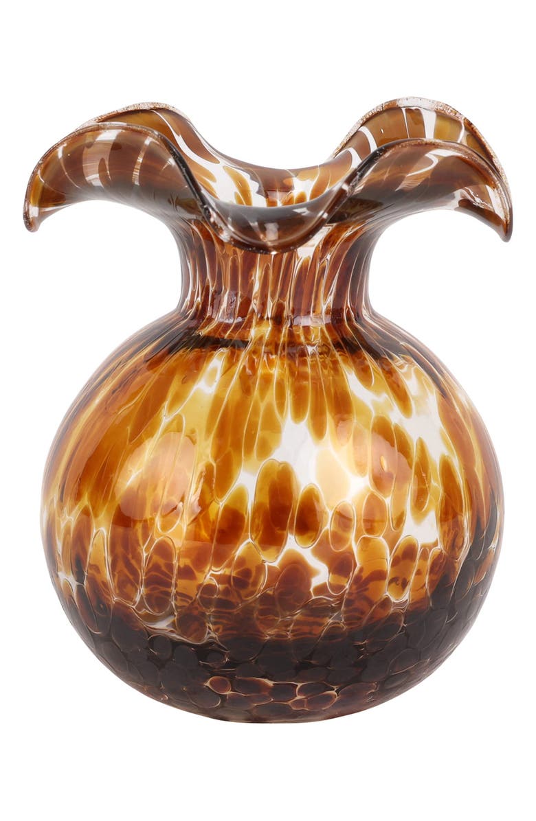 VIETRI Hibiscus Glass Brown Tortoiseshell Bud Vase, Main, color, Brown