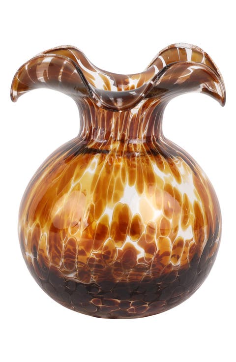 Hibiscus Glass Brown Tortoiseshell Bud Vase