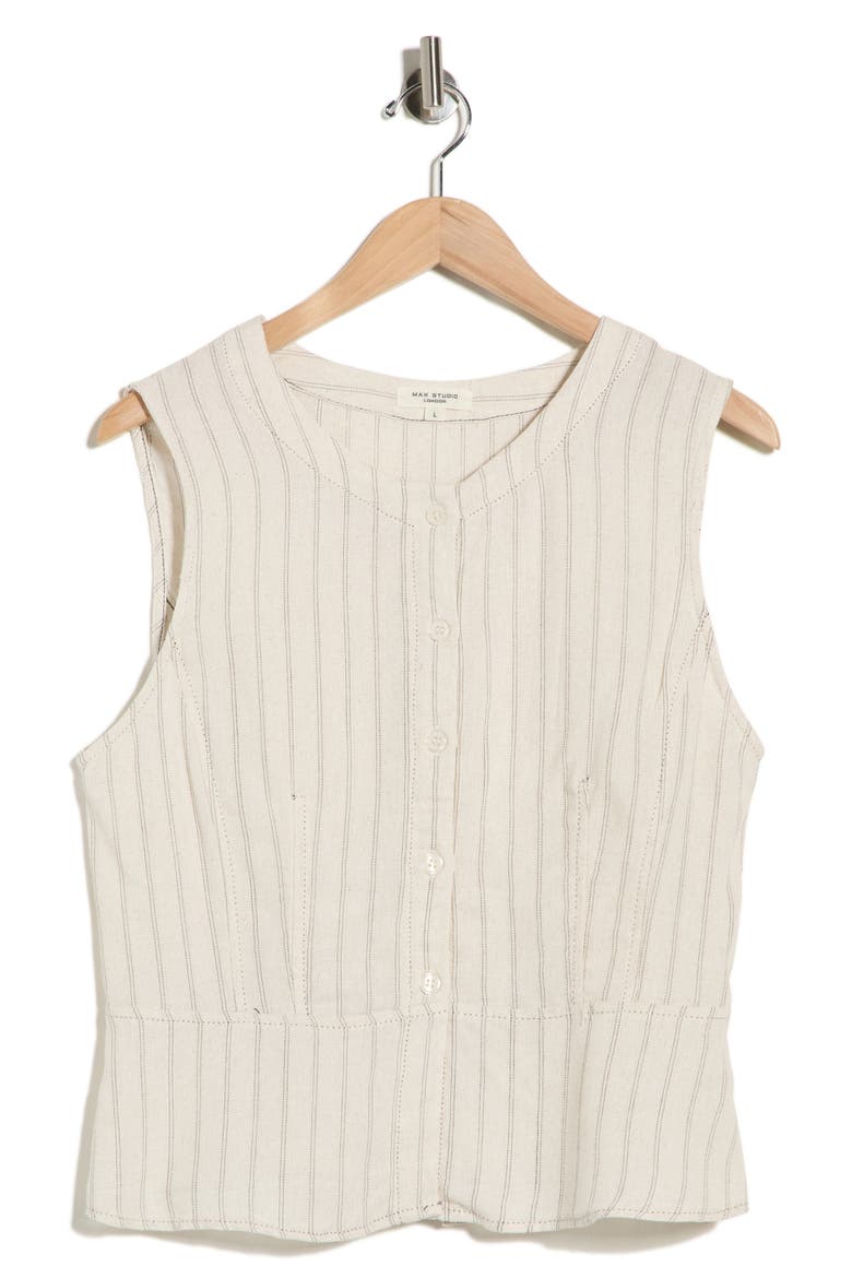 Pinstripe Button Front Vest, Alternate, color, NATURAL DASHING STRIPE