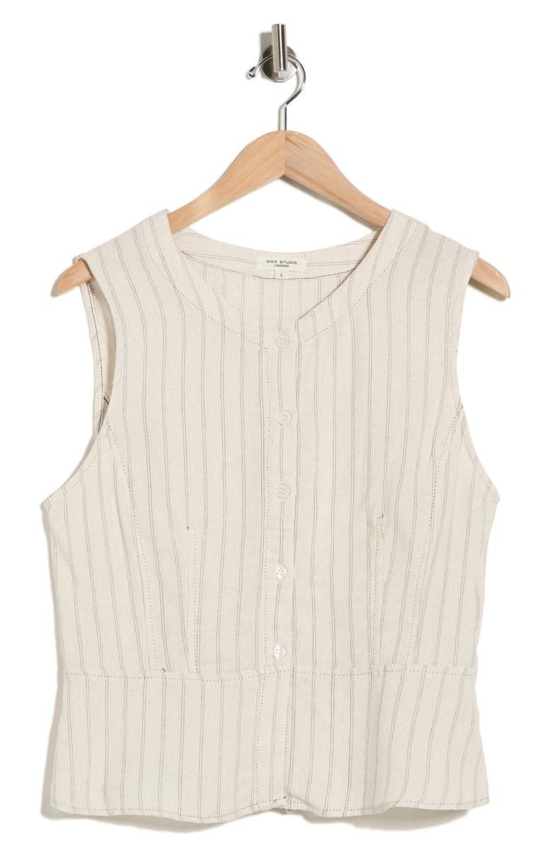 MAX STUDIO Pinstripe Button Front Vest, Alternate, color, Natural Dashing Stripe