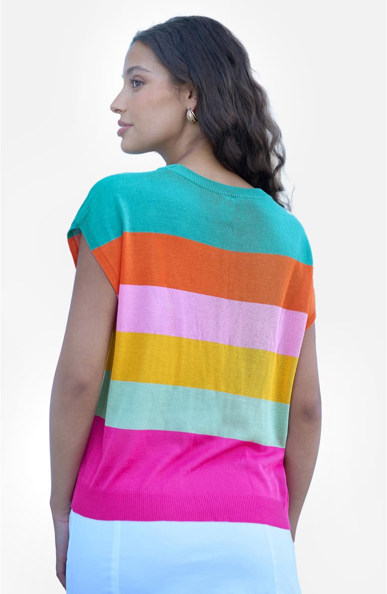Yumi Block Stripe Relaxed Knitted Top, Alternate, color, Multi