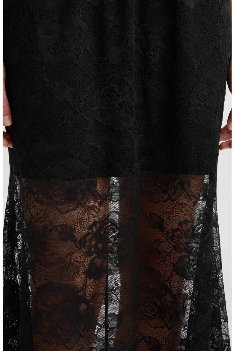 Lace Flare Maxi Skirt, Alternate, color, BLACK