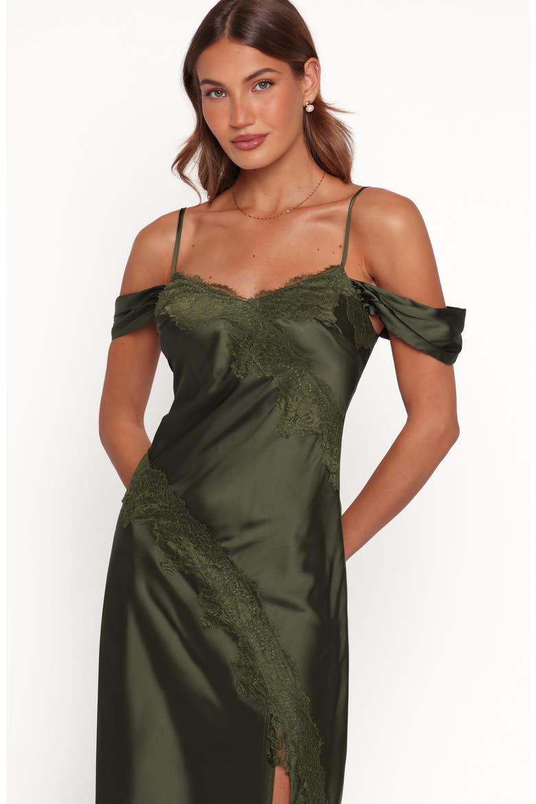 Millen Lace Trim Cold Shoulder Maxi Dress, Alternate, color, OLIVE GREEN