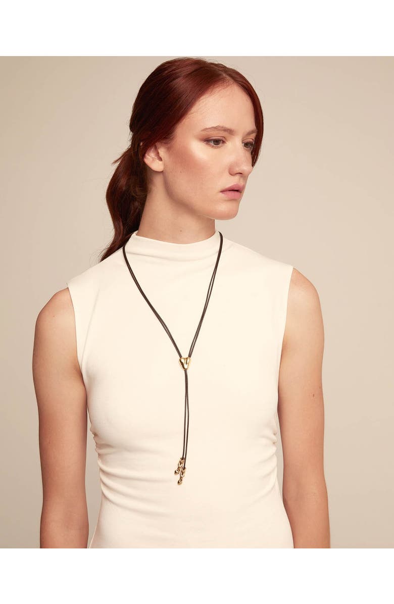 UNODE50 Heartline Leather Necklace, Alternate, color, Gold