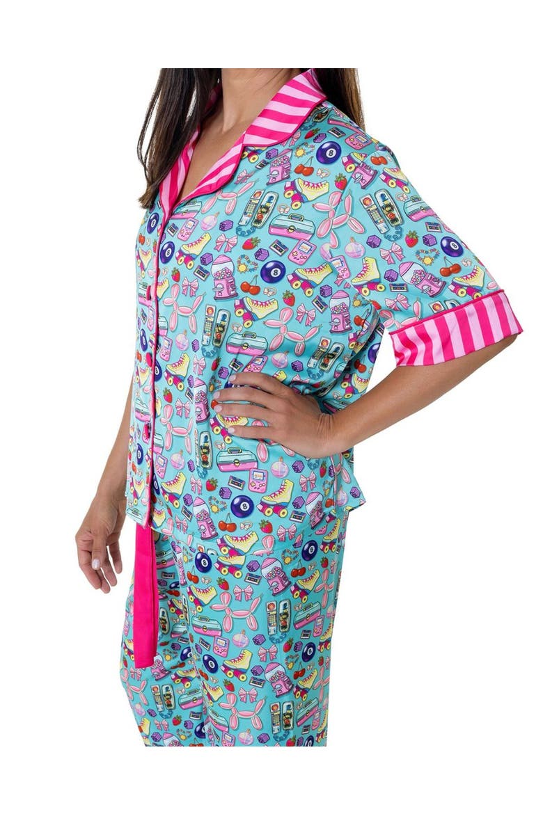 90's Girl Silky Short Sleeve Pants Set, Alternate, color, Multicolor