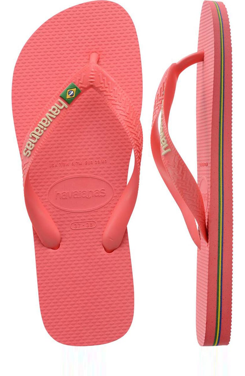 Havaianas Brazil Logo Flip Flop, Alternate, color, Tropical Coral