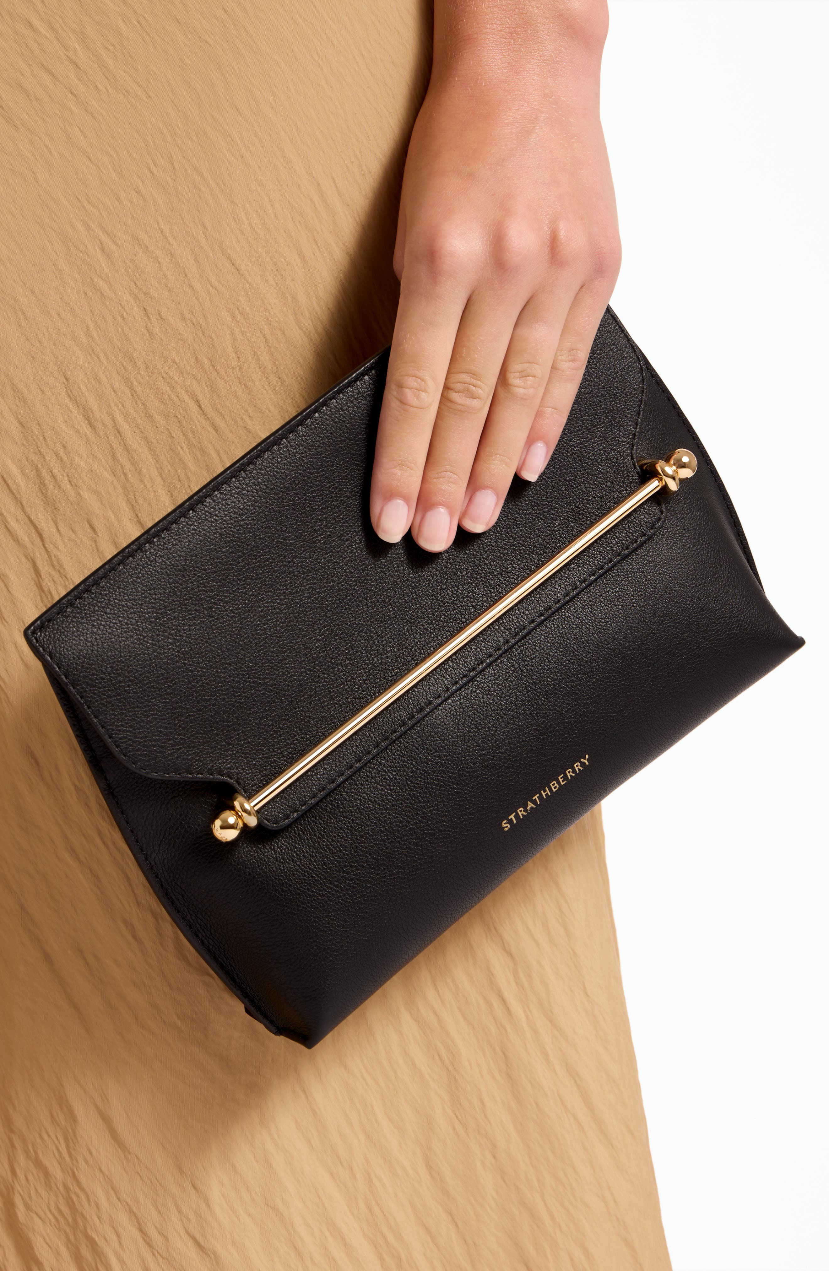 Strathberry Stylist Leather Shoulder Bag, Alternate, color, Black