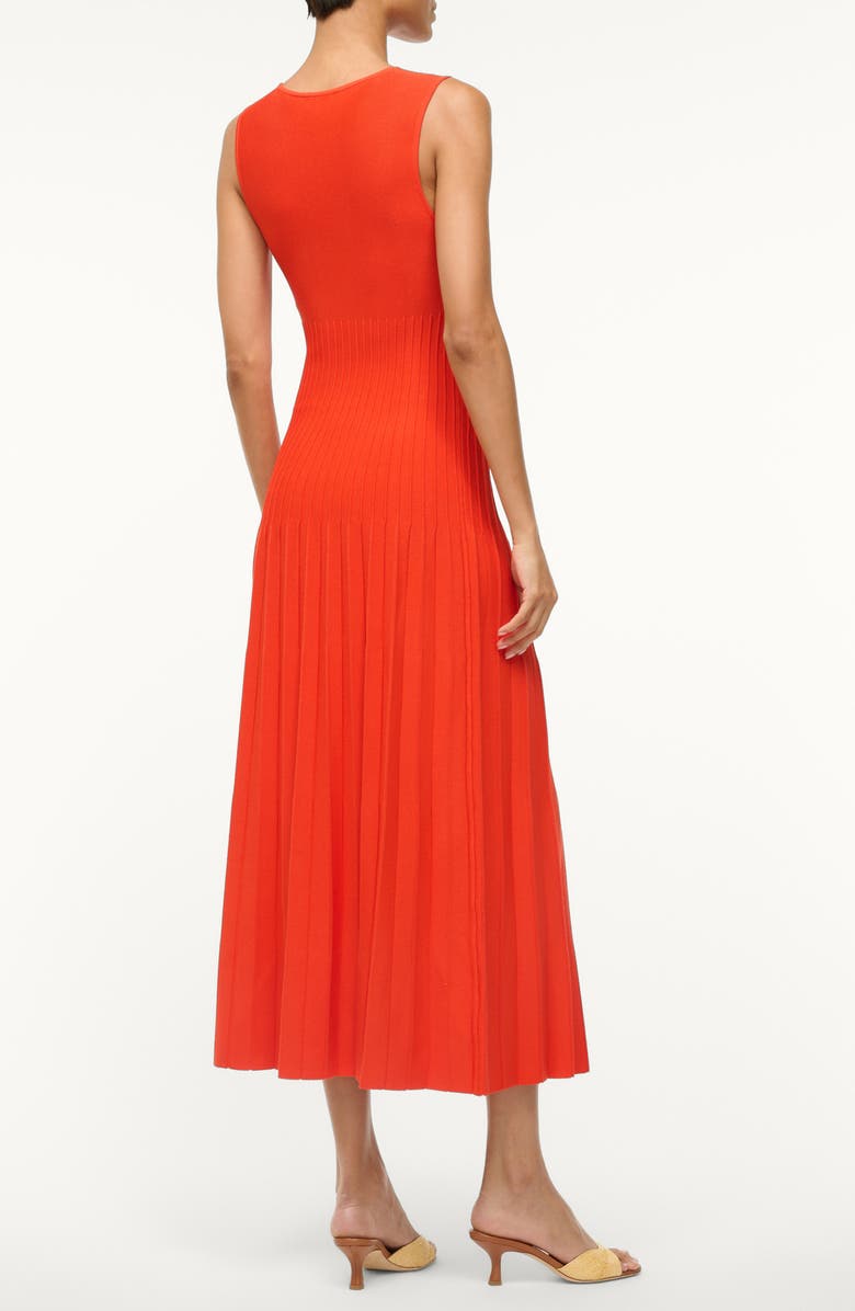 STAUD Elyse Pleated Sleeveless Knit Maxi Dress, Alternate, color, Cayenne