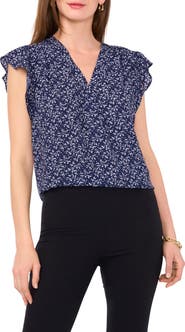 Chaus Print Flutter Sleeve Blouse